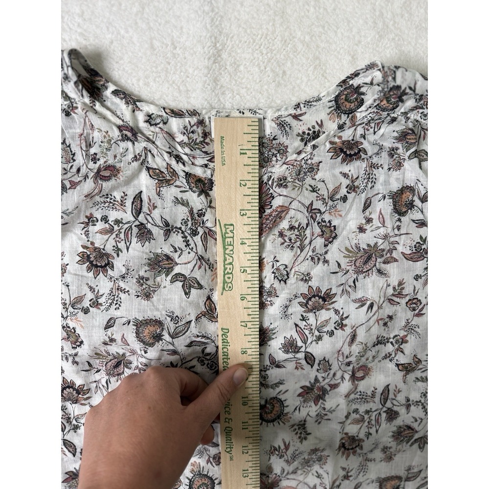 J Jill Shirt Women plus 2X White Floral Flowy Boxy Collared Button Front Prairie - Picture 11 of 16